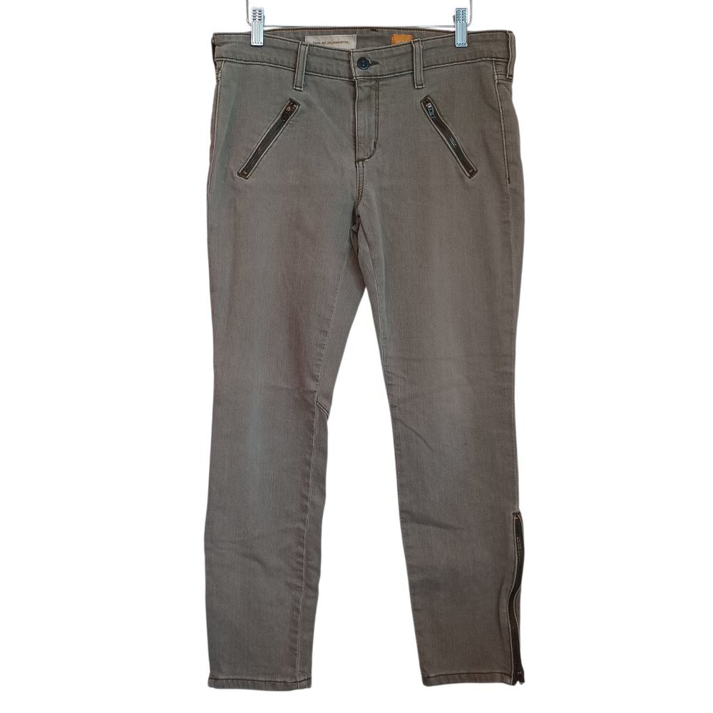 Pilcro and the Letterpress Women Moto Skinny Ankle Zip Jeans Olive Taupe 30P